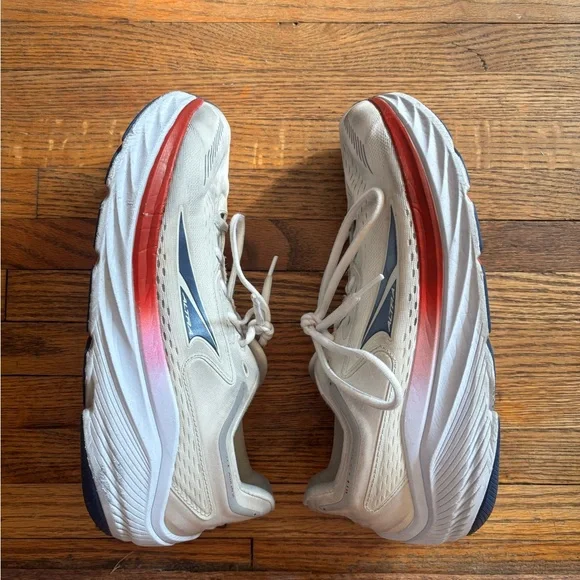 Altra Via Olympus White and Red Athletic Shoes - Picture 1 of 5